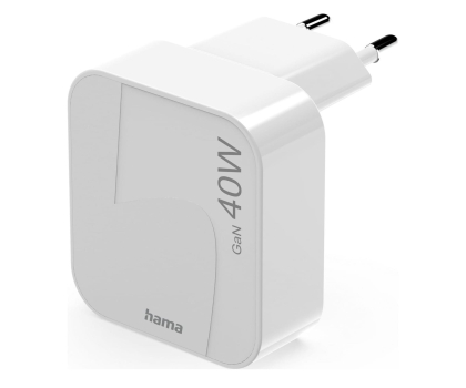 Ładowarka i akumulator Hama ŁADOWARKA SKŁADANA GAN 40W 2X USB-C BIAŁA